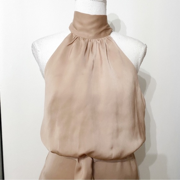 STYLESTALKER DUSTY PINK SATIN HALTER ASYMMETRICAL MIDI FORMAL EVENING DRESS - S - Picture 5 of 13